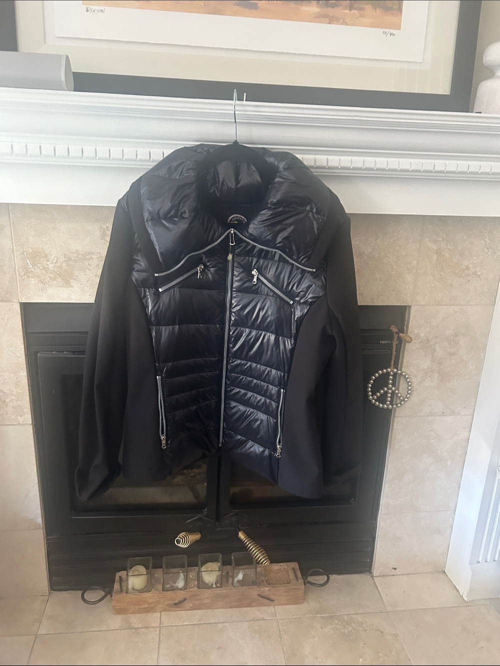 Women's Black Quilted Hybrid Puffer Jacket